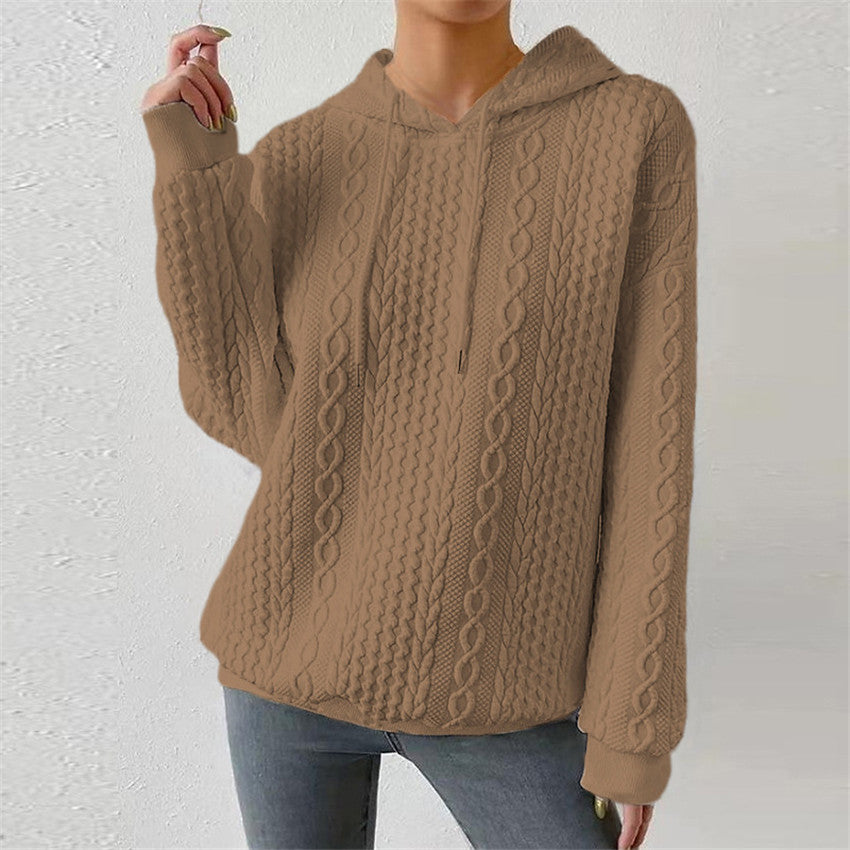 Pull en tricot de haute qualité pour femmes avec capuche et motif en torsade décoratif Chic und Stil