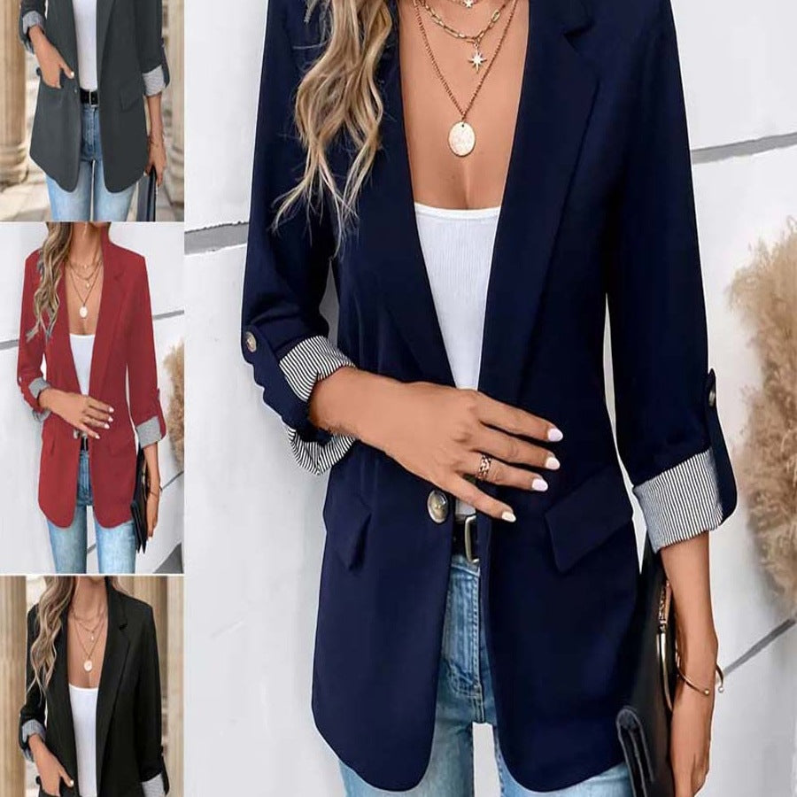 Veste de blazer à la mode pour femmes avec des détails de contraste élégants Chic und Stil