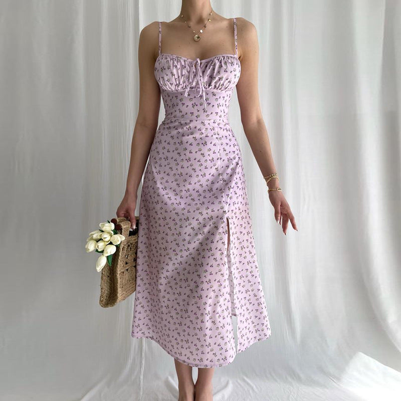 Women's Maxi Dress with Floral Pattern and Adjustable Tie Front Chic und Stil