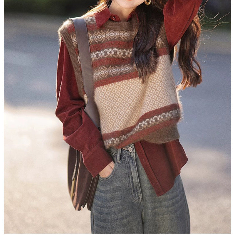Pull superposé en tricot confortable Chic und Stil pour femmes