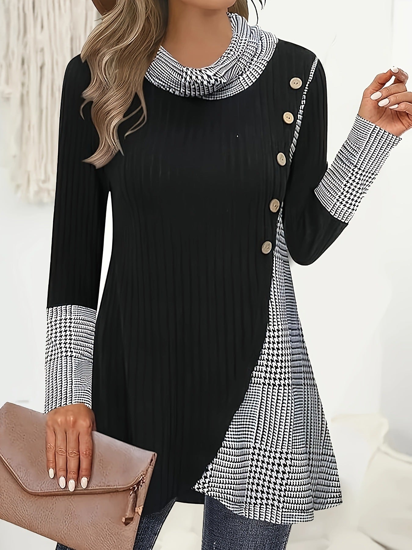 Tunique femme avec col amovible et motif à carreaux tendance Chic und Stil