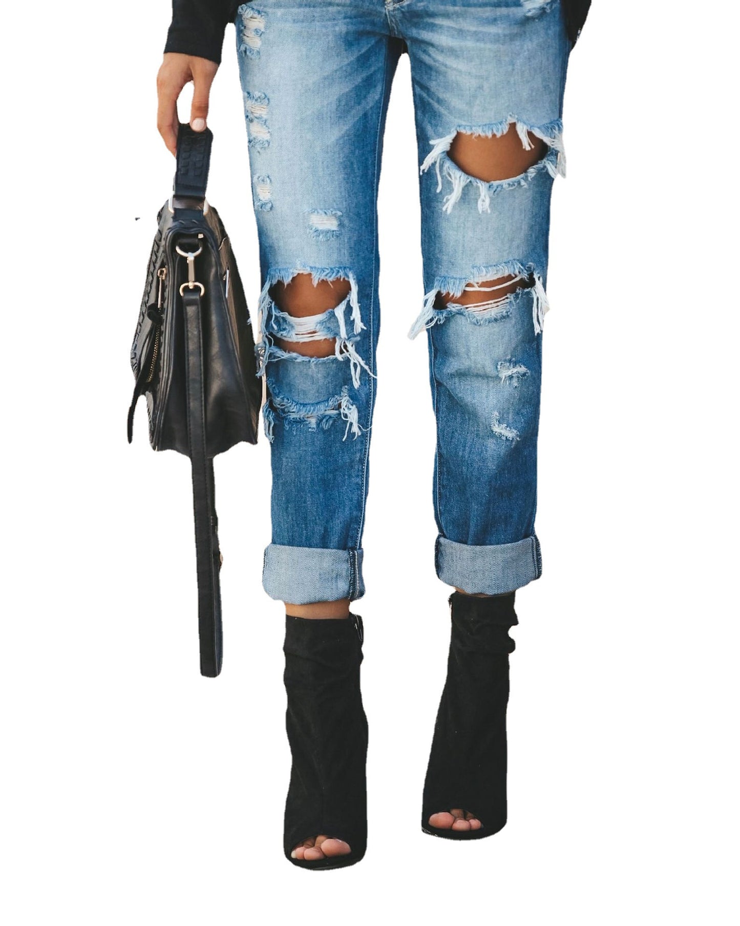 Jeans Boyfriend pour dames avec des détails détruits stylés et taille haute Chic und Stil