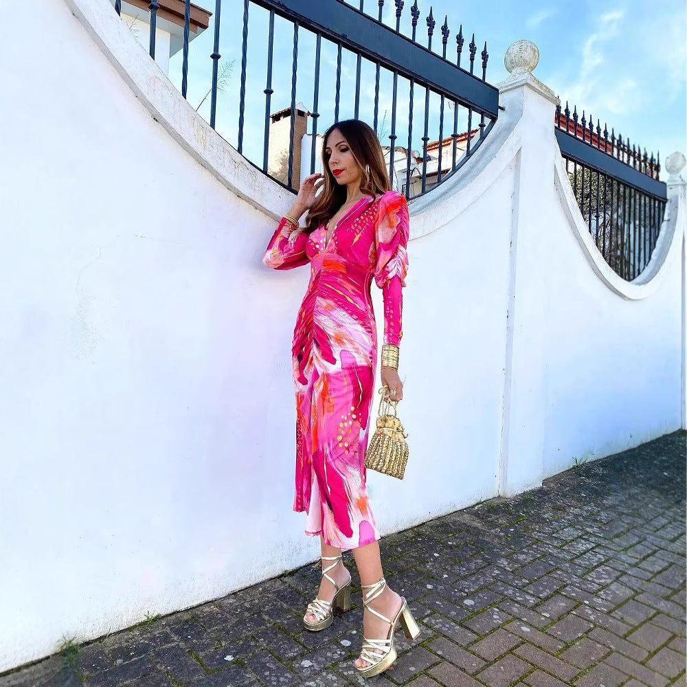 Robe portefeuille pour femmes avec des manches volumineuses et un design élégant Chic und Stil