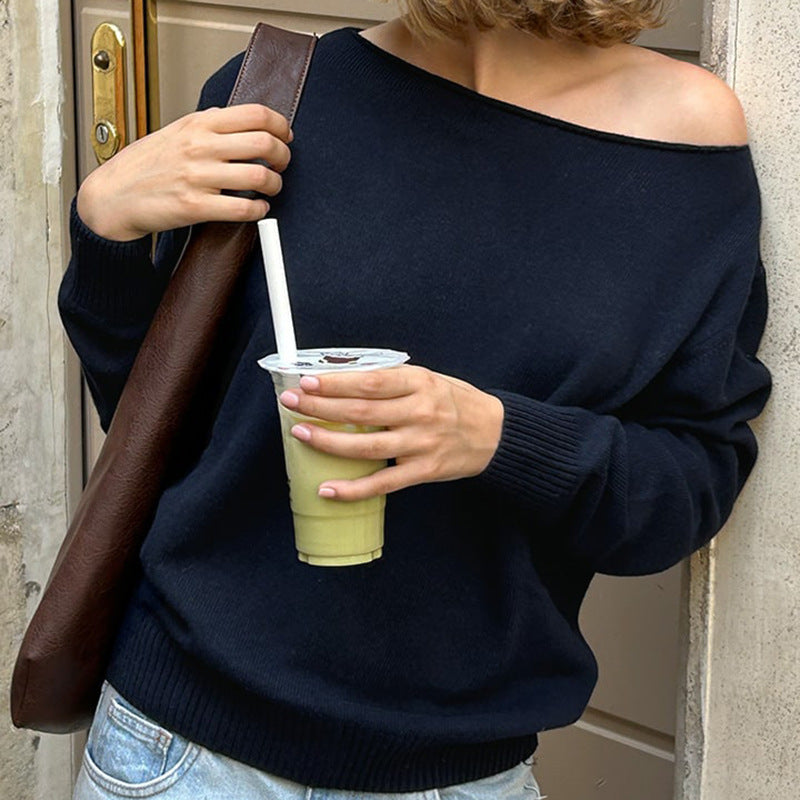 Pull en tricot oversized pour femmes avec design sans épaules Chic und Stil