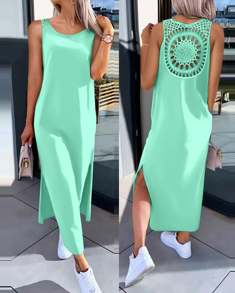 Robe maxi en crochet à dos boho pour femmes Chic und Stil