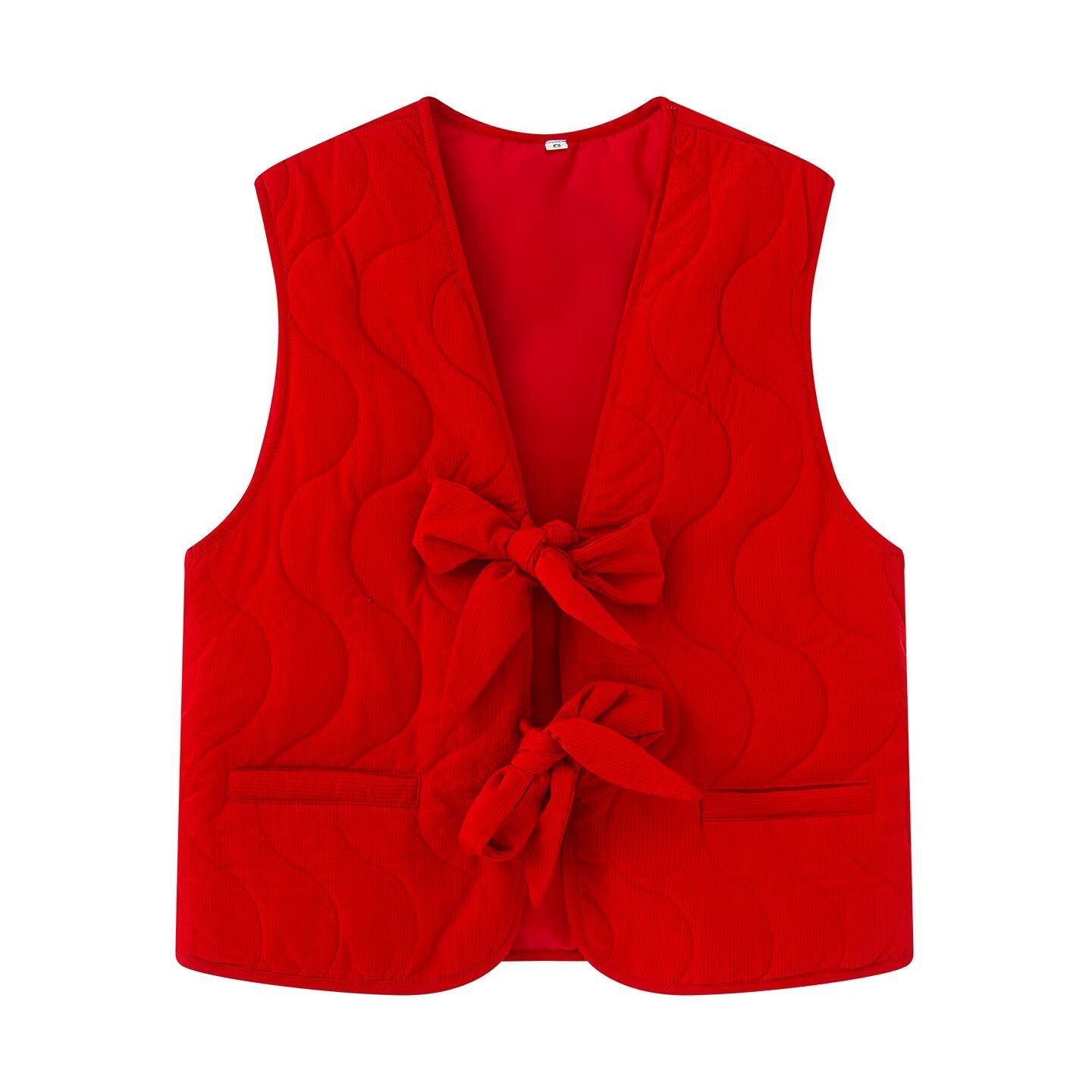 Dames gilet matelassé avec ceinture nouée double et poches latérales pratiques Chic und Stil