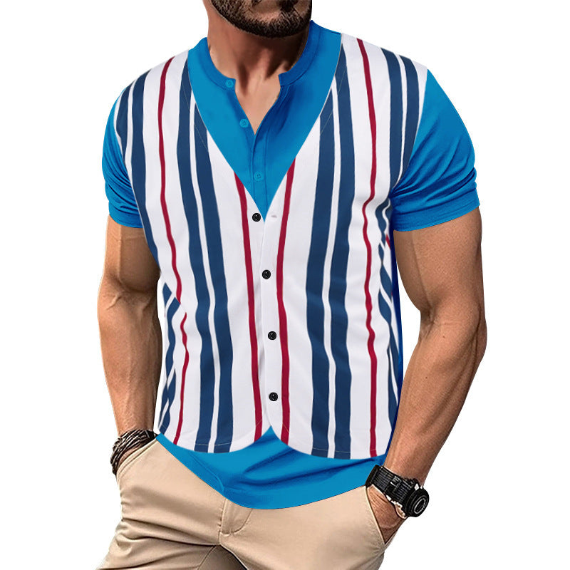Chemise short pour homme avec un col en V innovant et une patte de boutonnage Chic und Stil