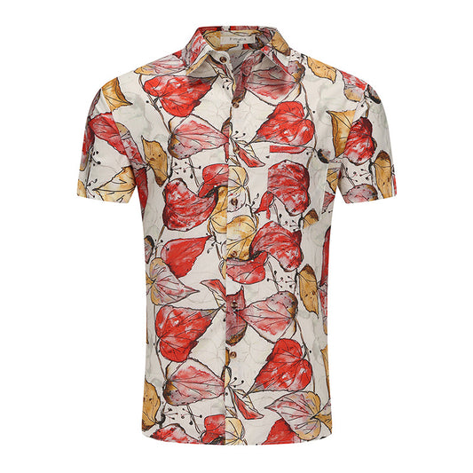Chemise à manches courtes pour hommes avec des accents floraux et en tissu respirant Chic und Stil