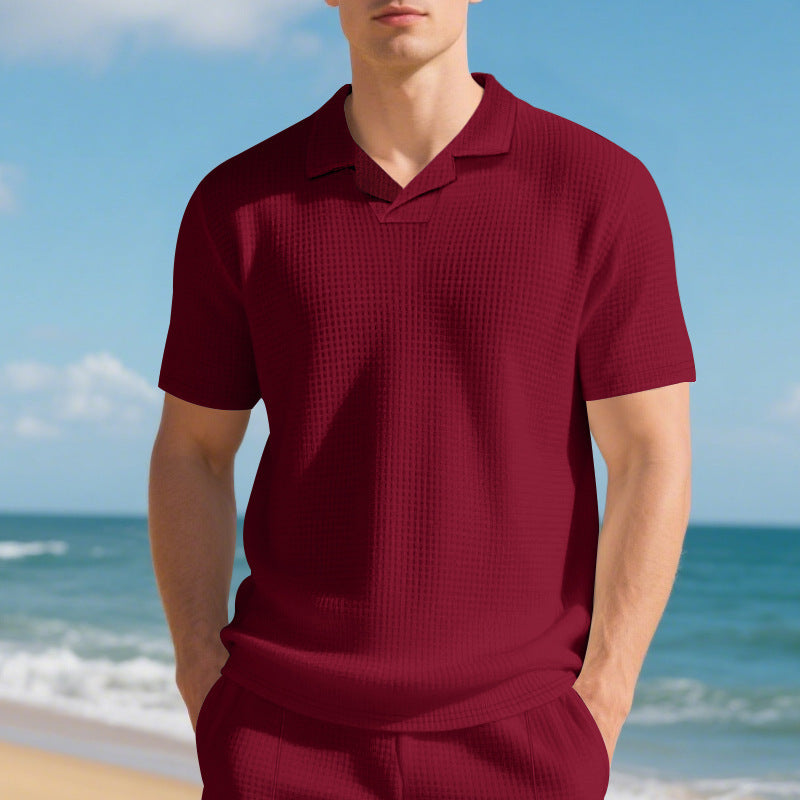 Polo décontracté pour hommes en matériau respirant avec design structuré Chic und Stil