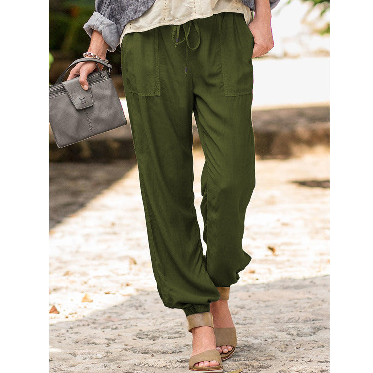 Ladies Comfortable Summer Pants with Elastic Waist and Practical Pockets Chic and Style