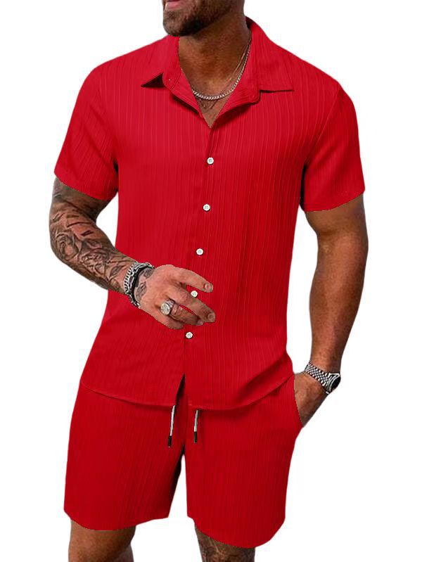 Chemise à manches courtes en rayures pour hommes Set Chic und Stil