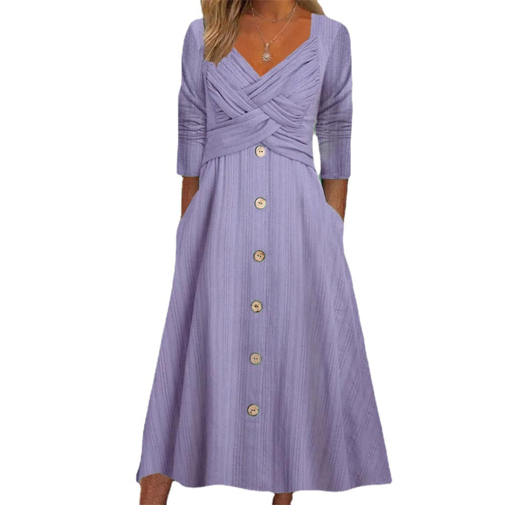 Robe maxi à boutons pour femmes avec détail de haut croisé Chic und Stil