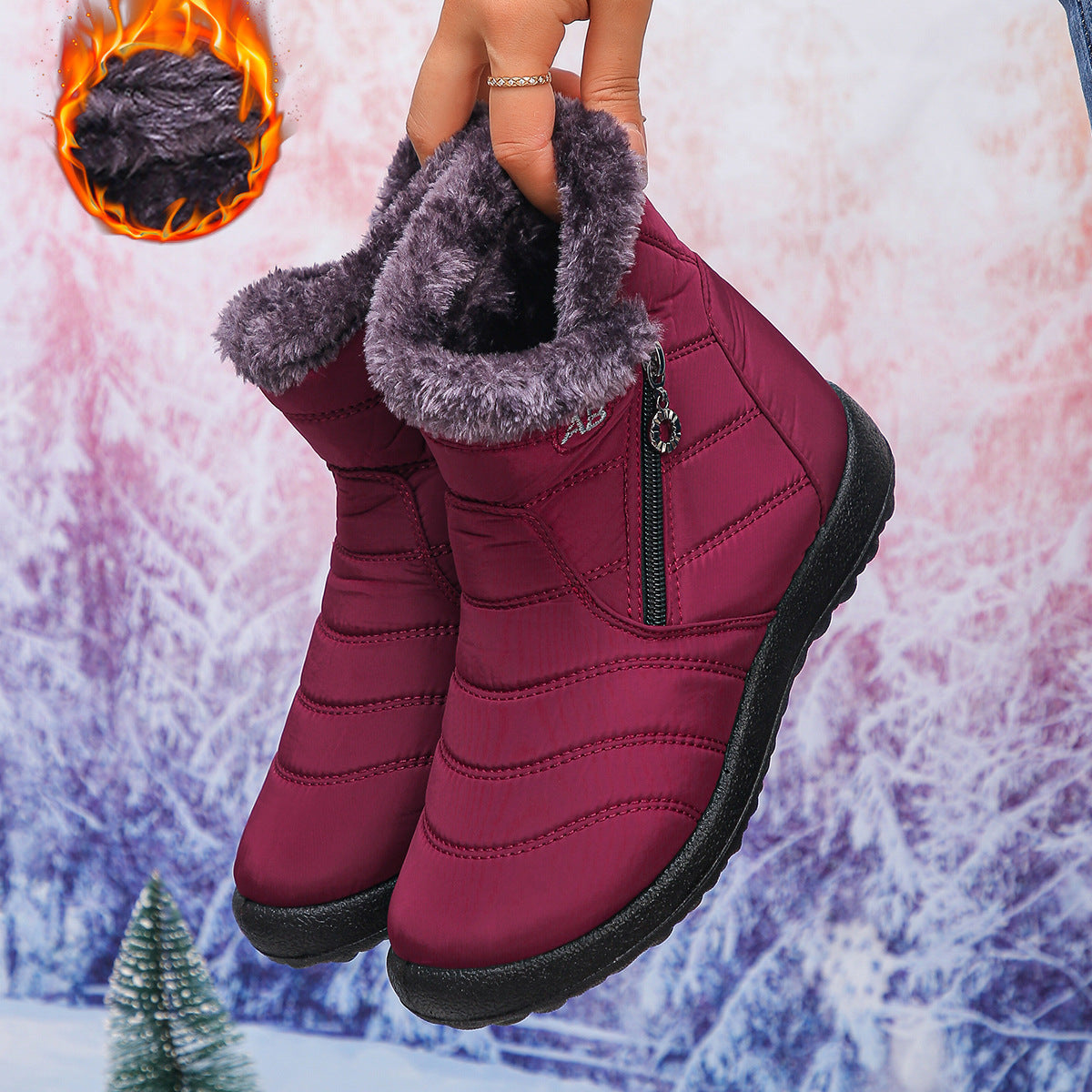 Bottes d'hiver thermo pour femmes avec doublure douillette et zip latéral Chic und Stil