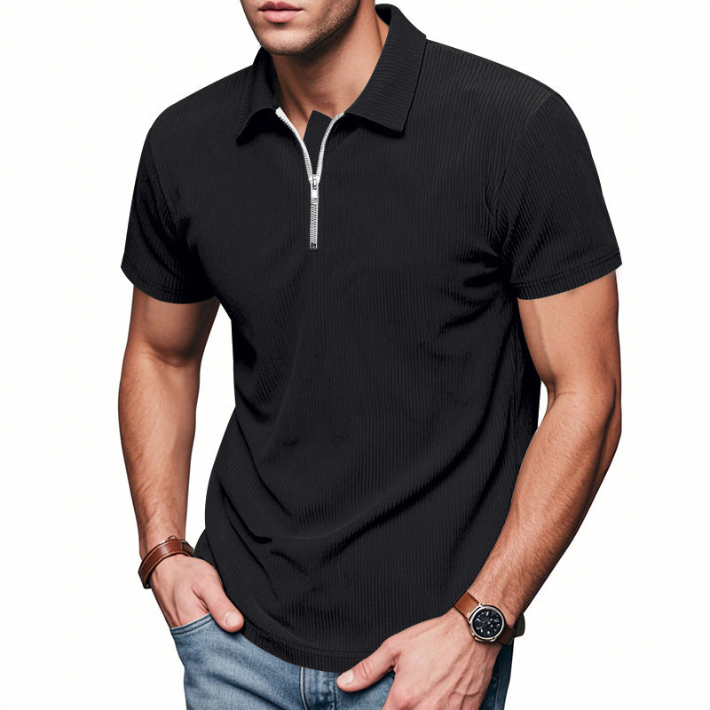 Polo sportif pour hommes à manches courtes avec fermeture éclair Chic und Stil
