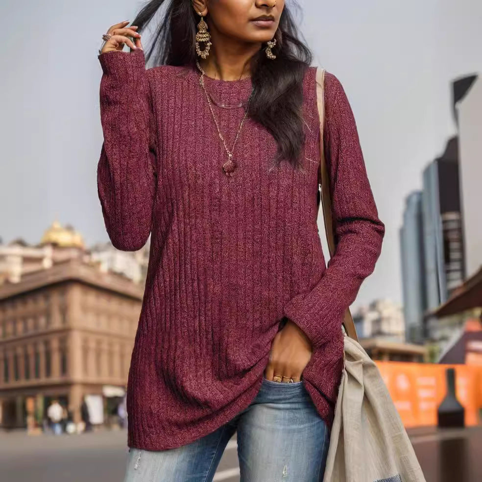 Chemise à manches longues décontractée pour femmes avec structure côtelée Chic und Stil