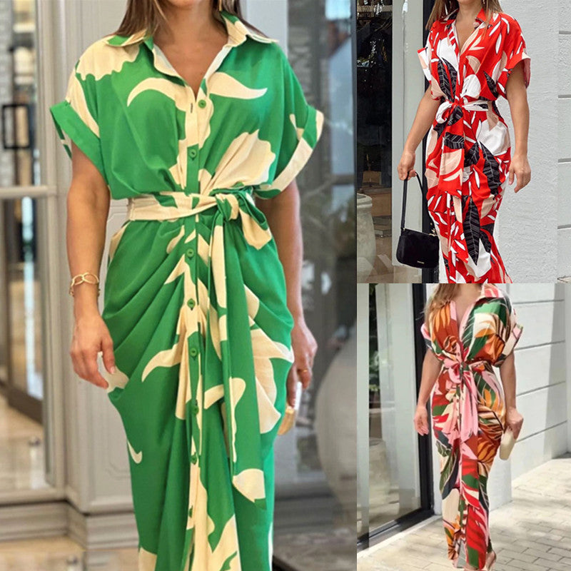 Robe maxi à nouer à l'avant avec imprimé floral Chic und Stil