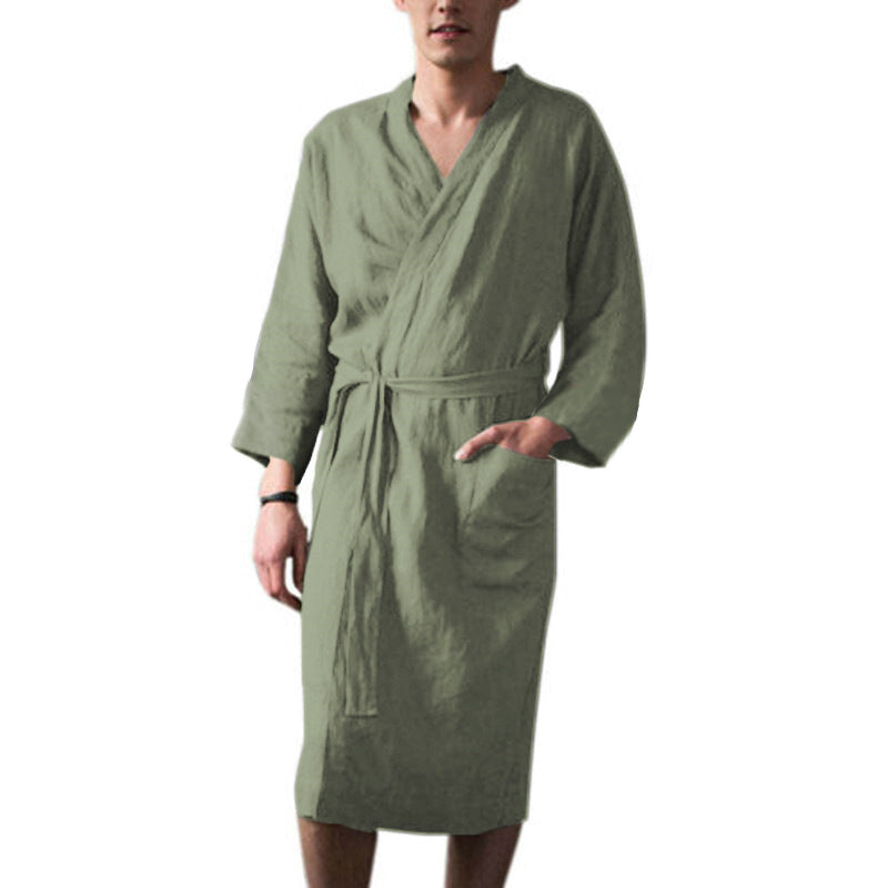 Robe de bain en lin pour hommes avec poches pratiques et design moderne Chic und Stil