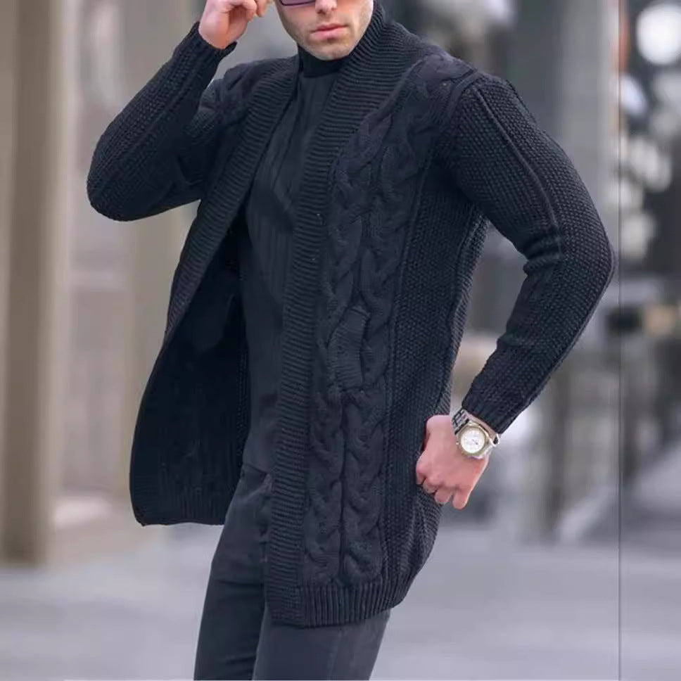 Cardigan en gros tricot pour hommes avec motif tressé à la mode et coupe décontractée Chic und Stil