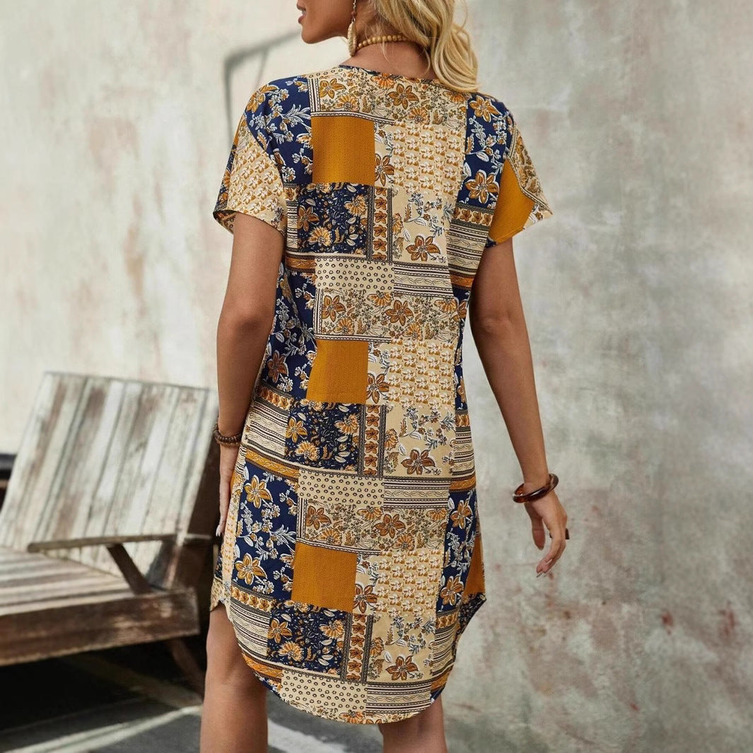 Robe tunique patchwork bohème Chic und Stil pour femme