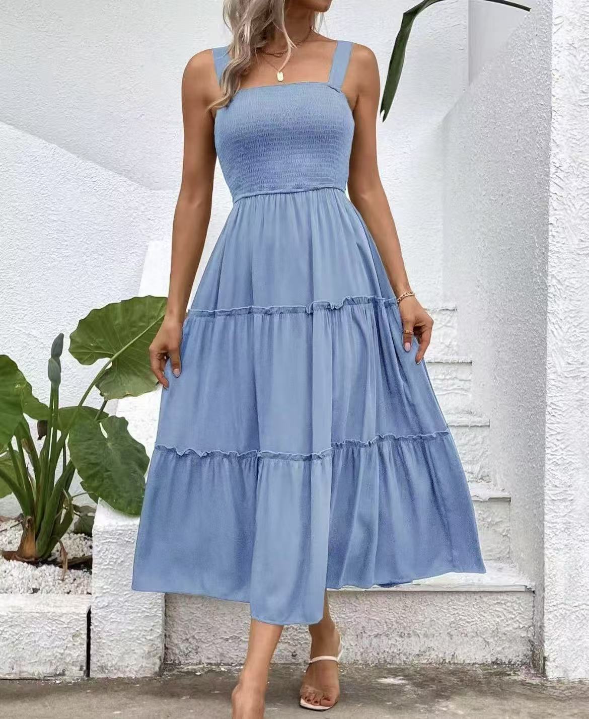 Robe maxi femme avec bustier élastique et jupe fluide Chic und Stile