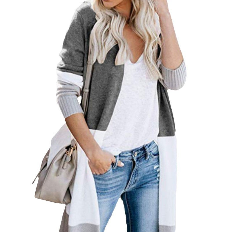 Cardigan en tricot décontracté pour femmes avec des détails modernes en blocs de couleur et des manches longues Chic und Stil