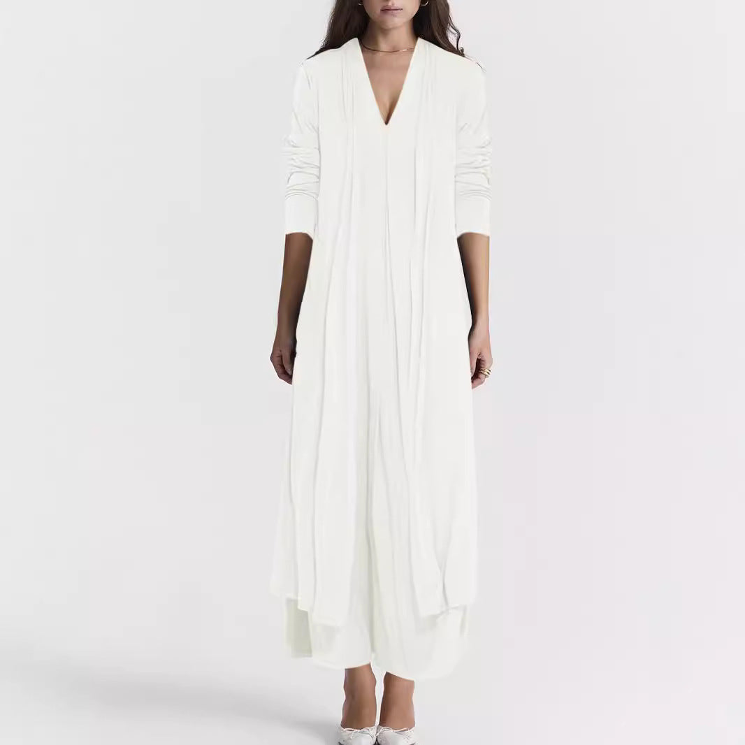 Jupe maxi aérienne pour femmes avec décolleté en V élégant et coupe fluide Chic und Stil