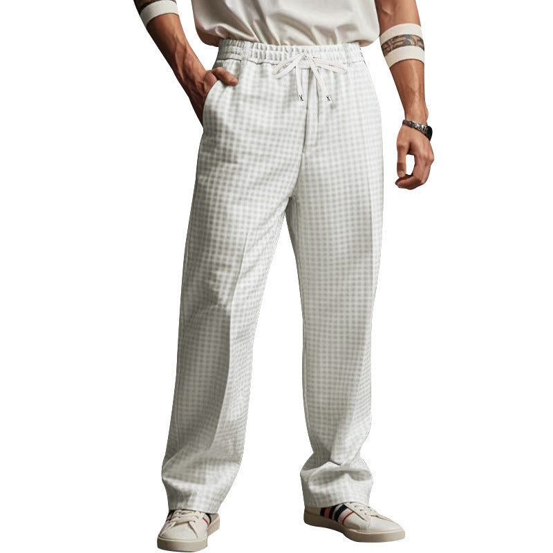 Pantalon à carreaux décontracté pour hommes avec taille élastique et cordon de serrage réglable Chic und Stil