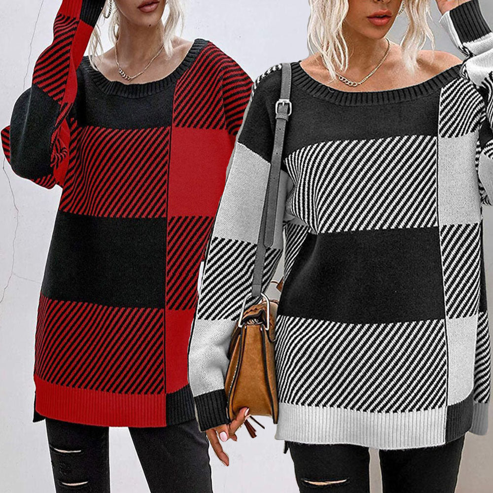 Pull en maille oversize pour femmes avec motif géométrique et coupe décontractée Chic und Stil