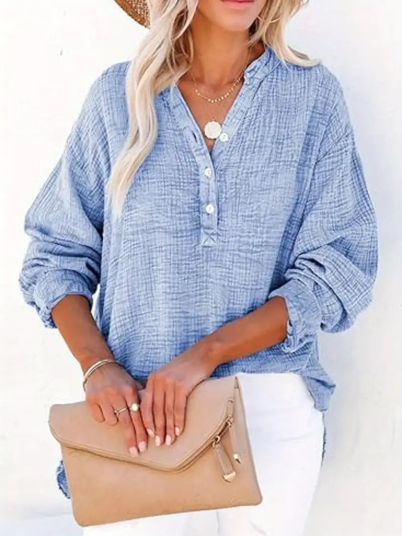 Chemise en coton décontractée pour femmes avec patte de boutonnage Chic und Stil