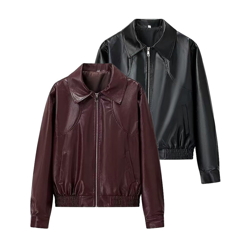 Dames en cuir synthétique - veste courte avec fermeture éclair stylée Chic und Stil