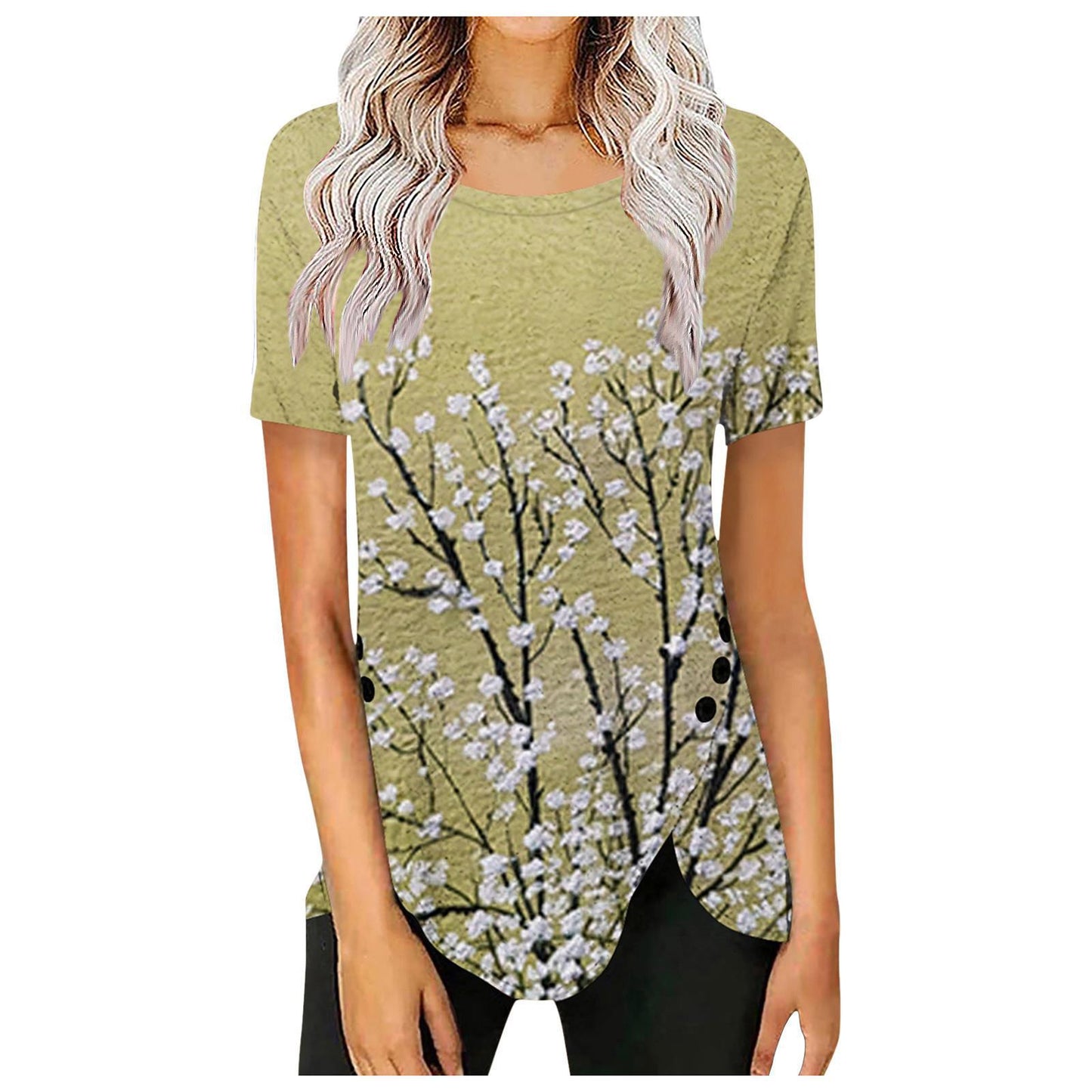 Women's blouse with floral design and asymmetrical hem Chic und Stil
