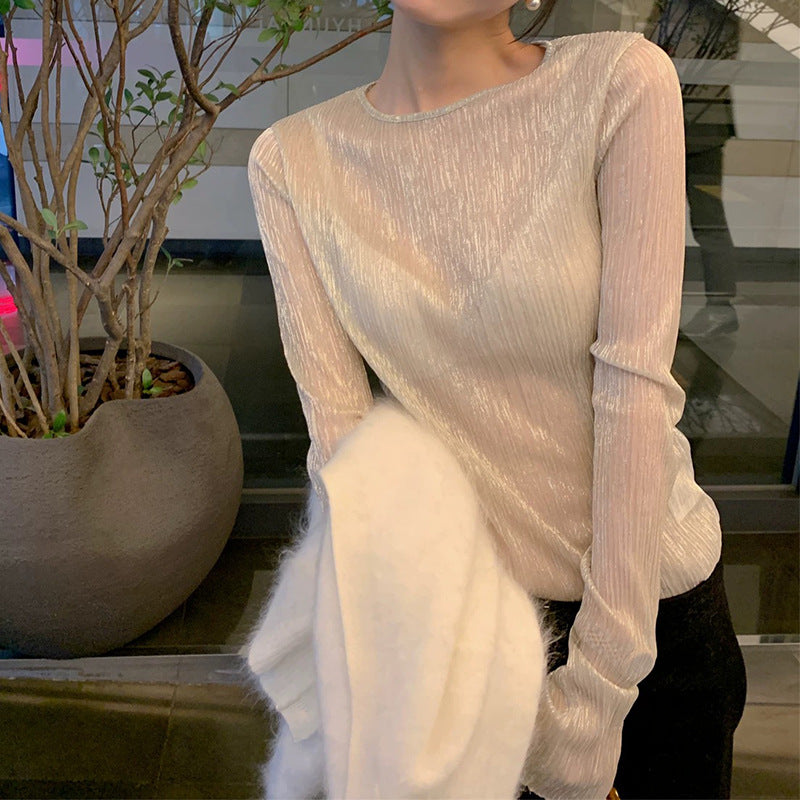 Tops longs à paillettes transparentes pour femmes Chic und Stil