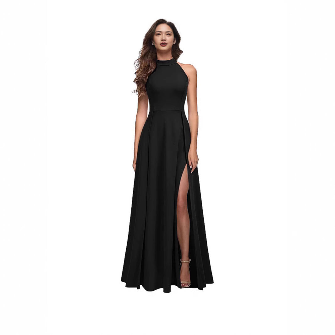 Dames Robe Maxi Élégante avec Fente Haute et Design Sans Manches Chic und Stil