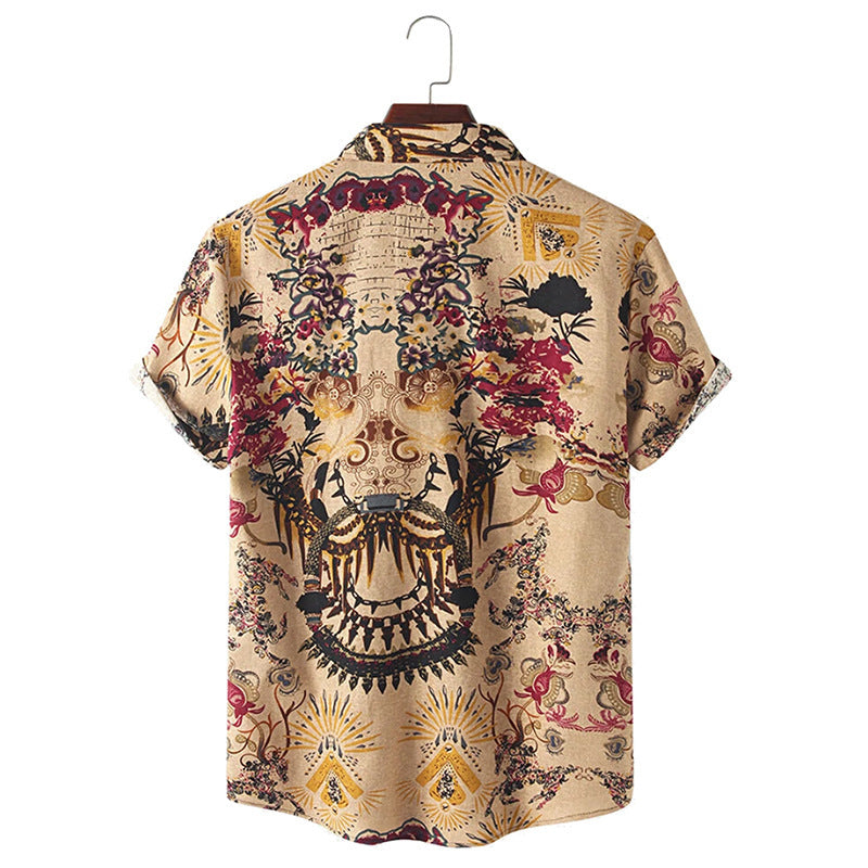 Chemise à manches courtes pour hommes avec impression de fond élaborée et col classique Chic und Stil