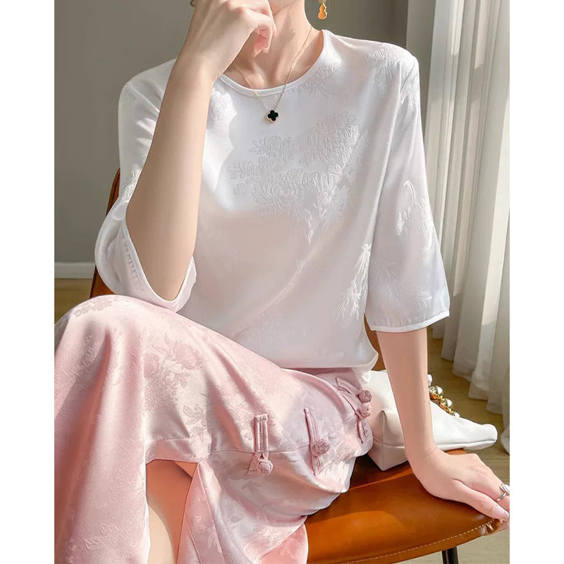 Blouse décontractée brodée pour femmes Chic und Stil