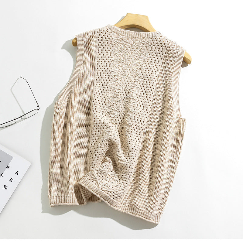 Gilet Tricot Texturé à Col V Femme Chic und Stil