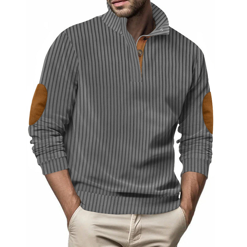 Pull en tricot pour hommes avec col montant et patches de coude uniques Chic und Stil