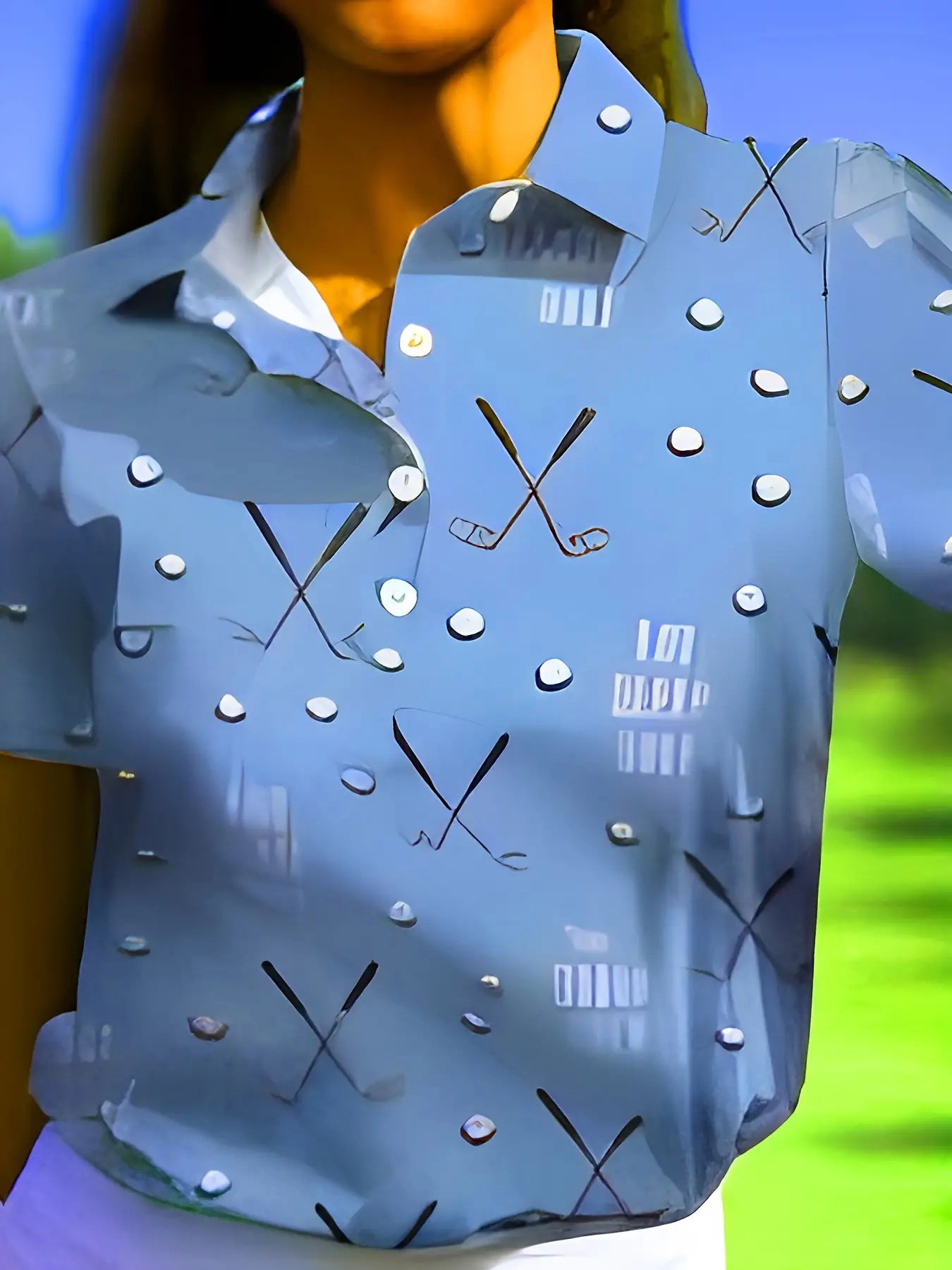 T-shirt polo pour dames avec un motif de golf moderne et une coupe confortable Chic und Stil