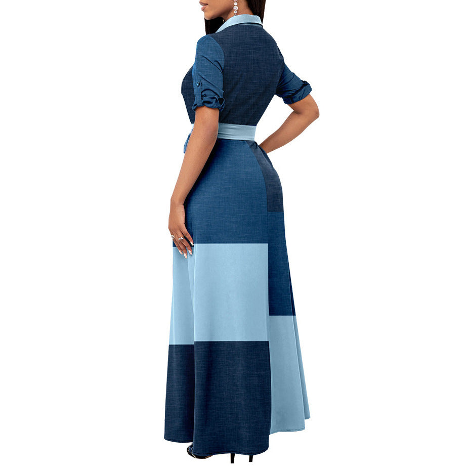 Robe maxi pour femmes avec patte de boutonnage et ceinture à nouer Chic und Stil