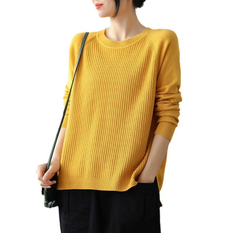 Pull-over en tricot côtelé décontracté pour femmes avec poches latérales Chic und Stil