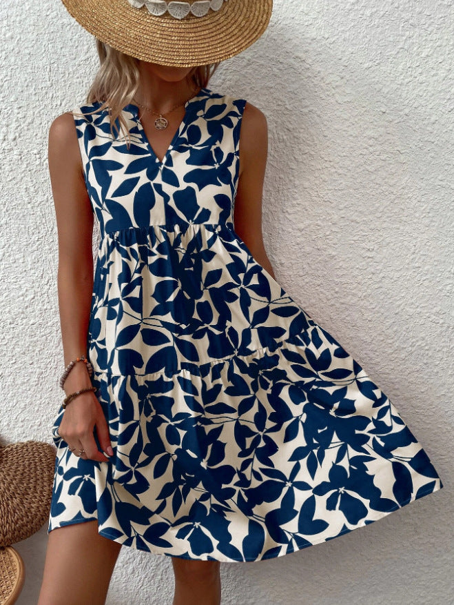 Chic and Stylish Women's V-Neck Floral Midi Dress