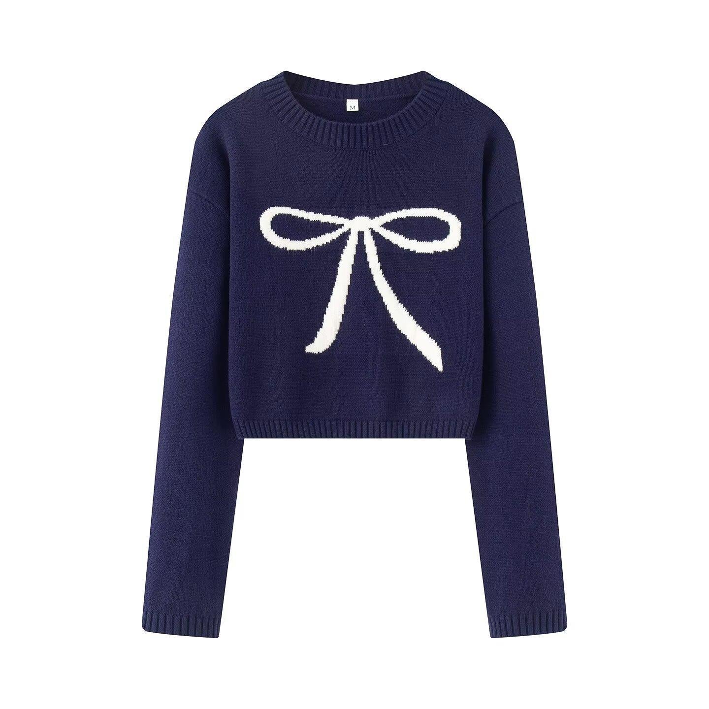 Pull-over en tricot court pour femmes avec design de nœud décoratif Chic und Stil