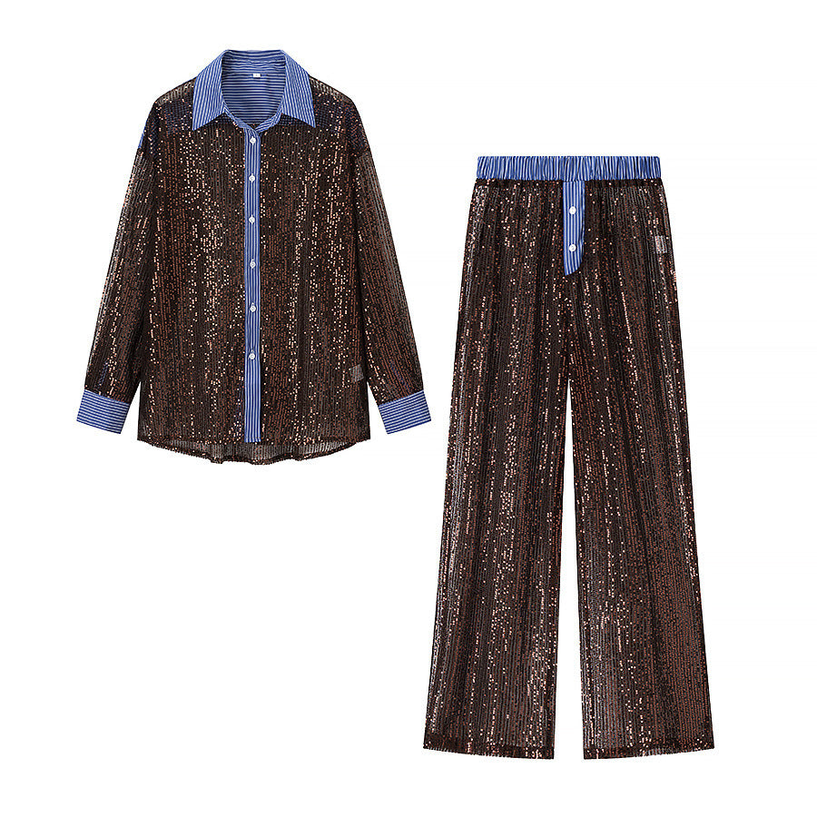 Dames Ensemble de pyjama glamour en sequins Chic und Stil