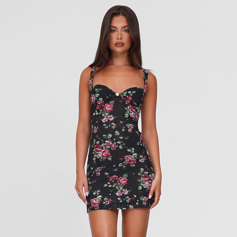 Robe Mini Bodycon à Imprimé Floral Chic und Stil