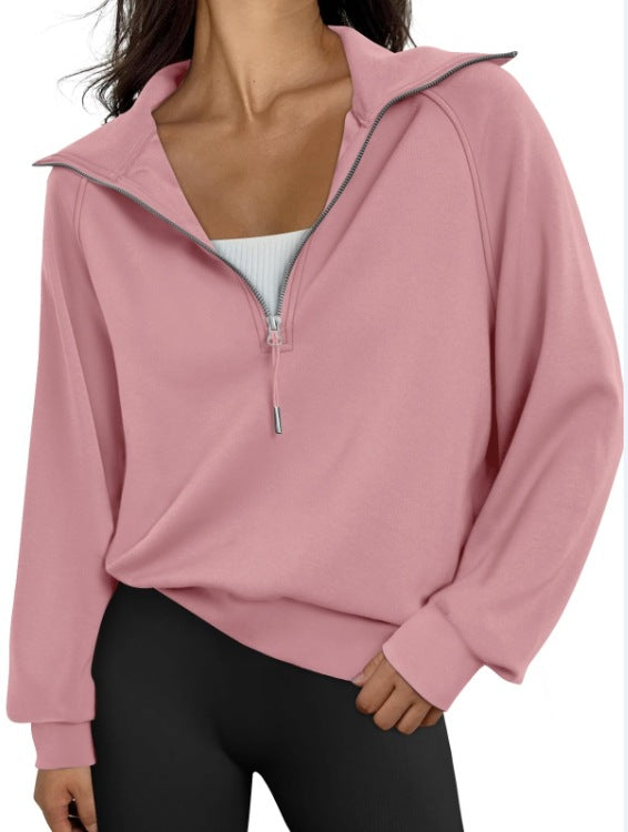 Pull-over décontracté pour dames avec col montant et zip Chic und Stil