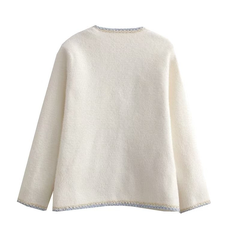 Cardigan élégant en tricot pour femmes avec des boutons décoratifs en perles et des poches pratiques Chic und Stil