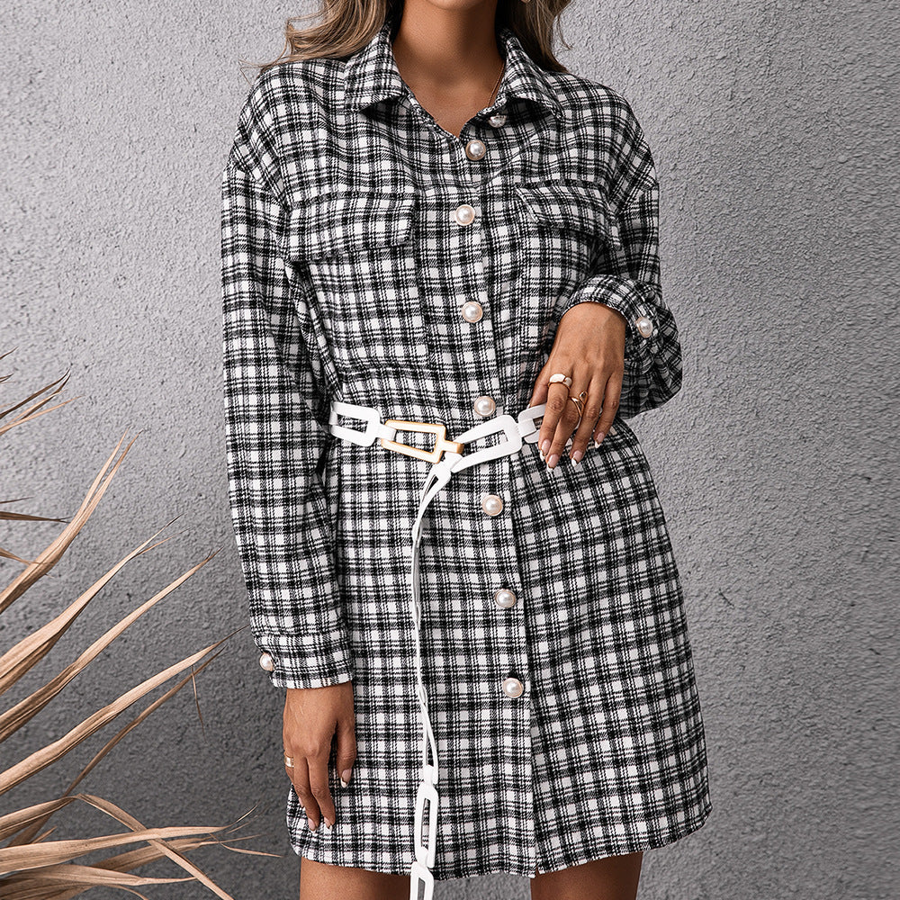 Robe chemise à carreaux pour femme Chic und Stil