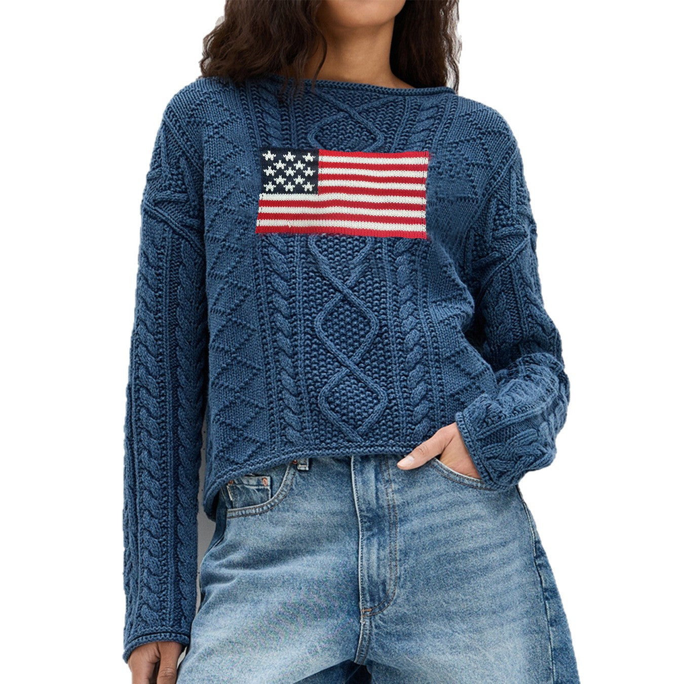 Pull en tricot pour femmes avec design drapeau américain Chic und Stil