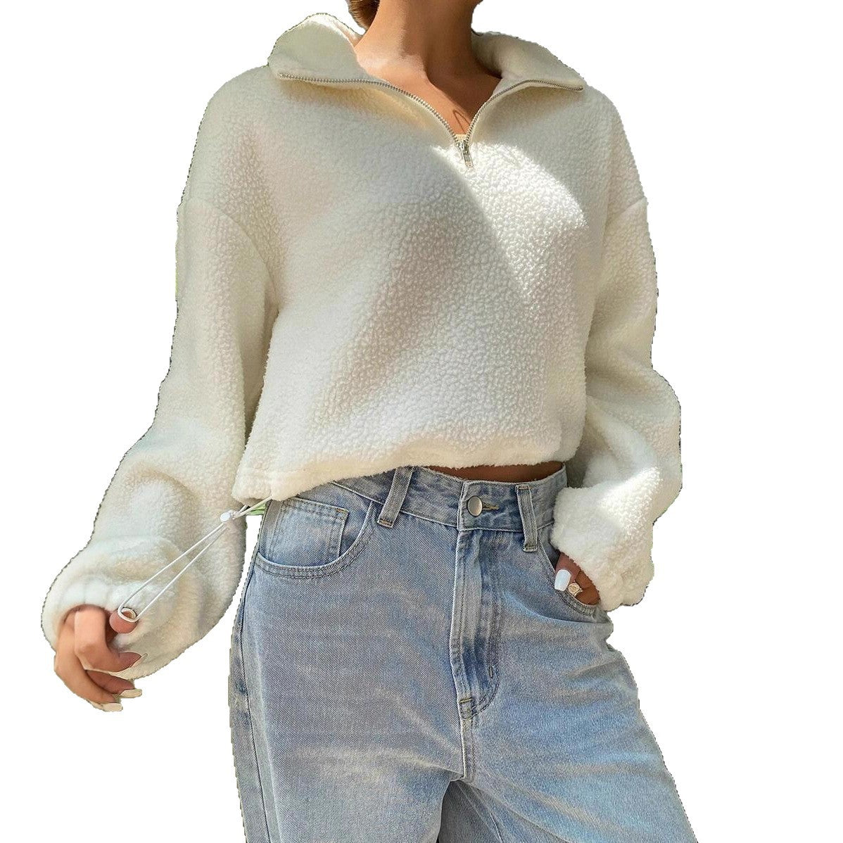 Fleece pullover for women with half zipper and cozy inner structure Chic und Stil