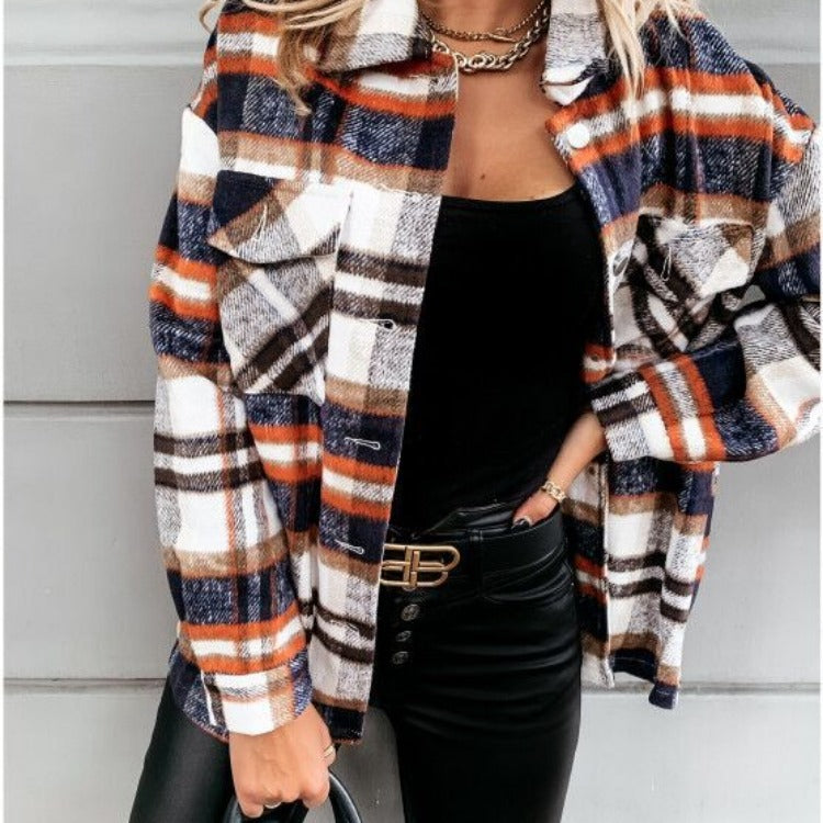 Chemise surchemise à carreaux pour femmes en flanelle douce Chic und Stil